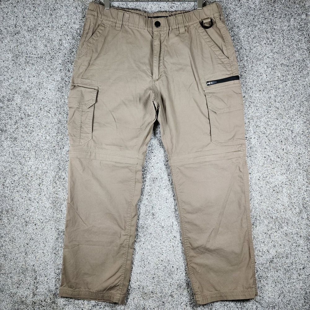 BC Clothing Convertible Cargo Pants Mens L x 30 Khaki Zip Off Outdoor Excellent